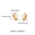 S925 Moon Design Opal Vintage Earrings