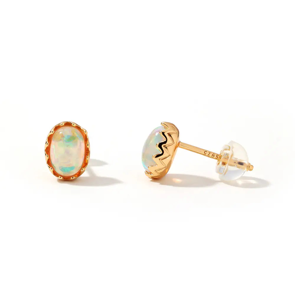 S925 Egg Shape Design Opal Earrings Supplier