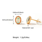 S925 Egg Shape Design Opal Earrings Supplier