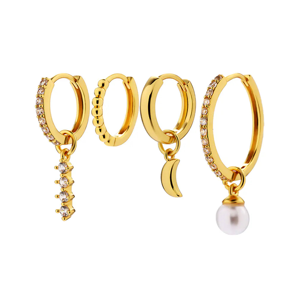 Brass Zircon Stud Earrings