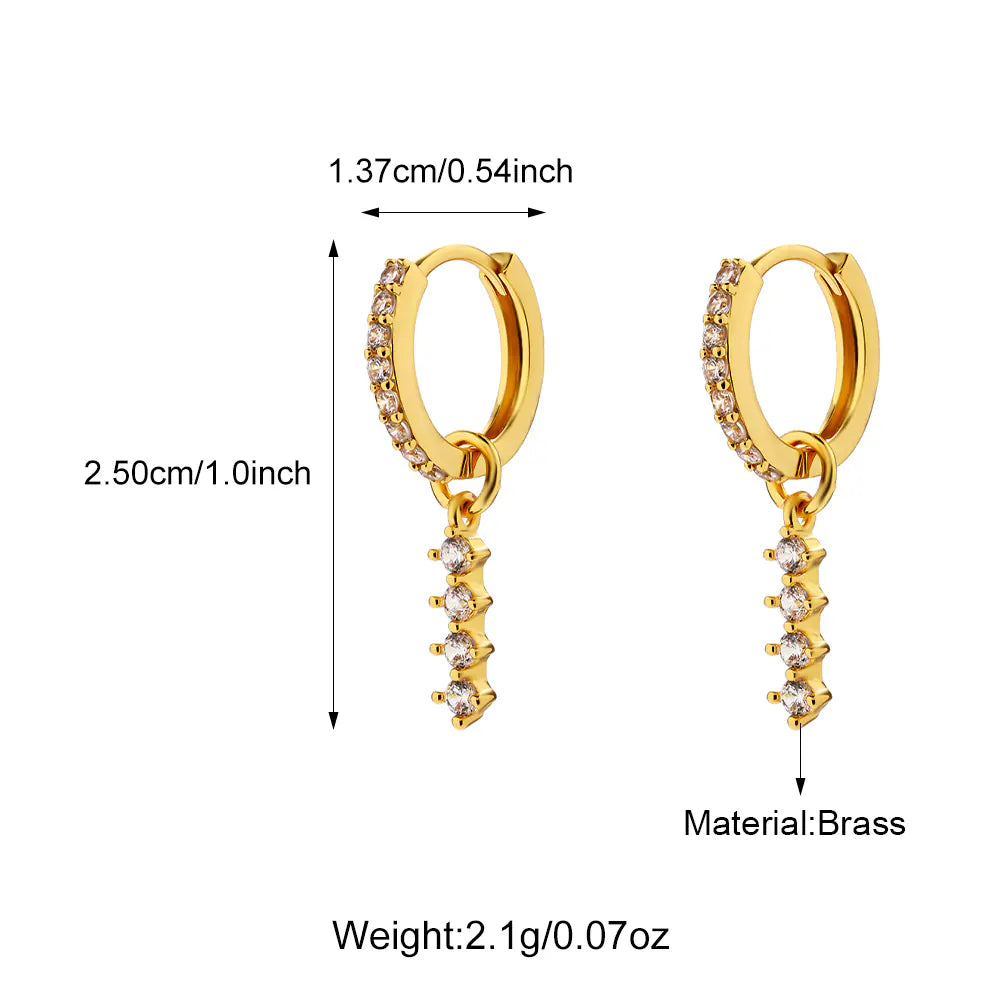 Brass Zircon Stud Earrings