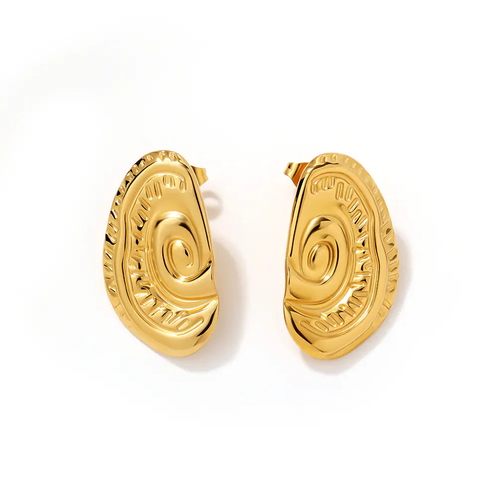 Ocean Style Stainless Steel Hypoallergenic Spiral Earrings