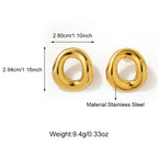 Dainty 18K Gold Oval Hollow Stud Earrings