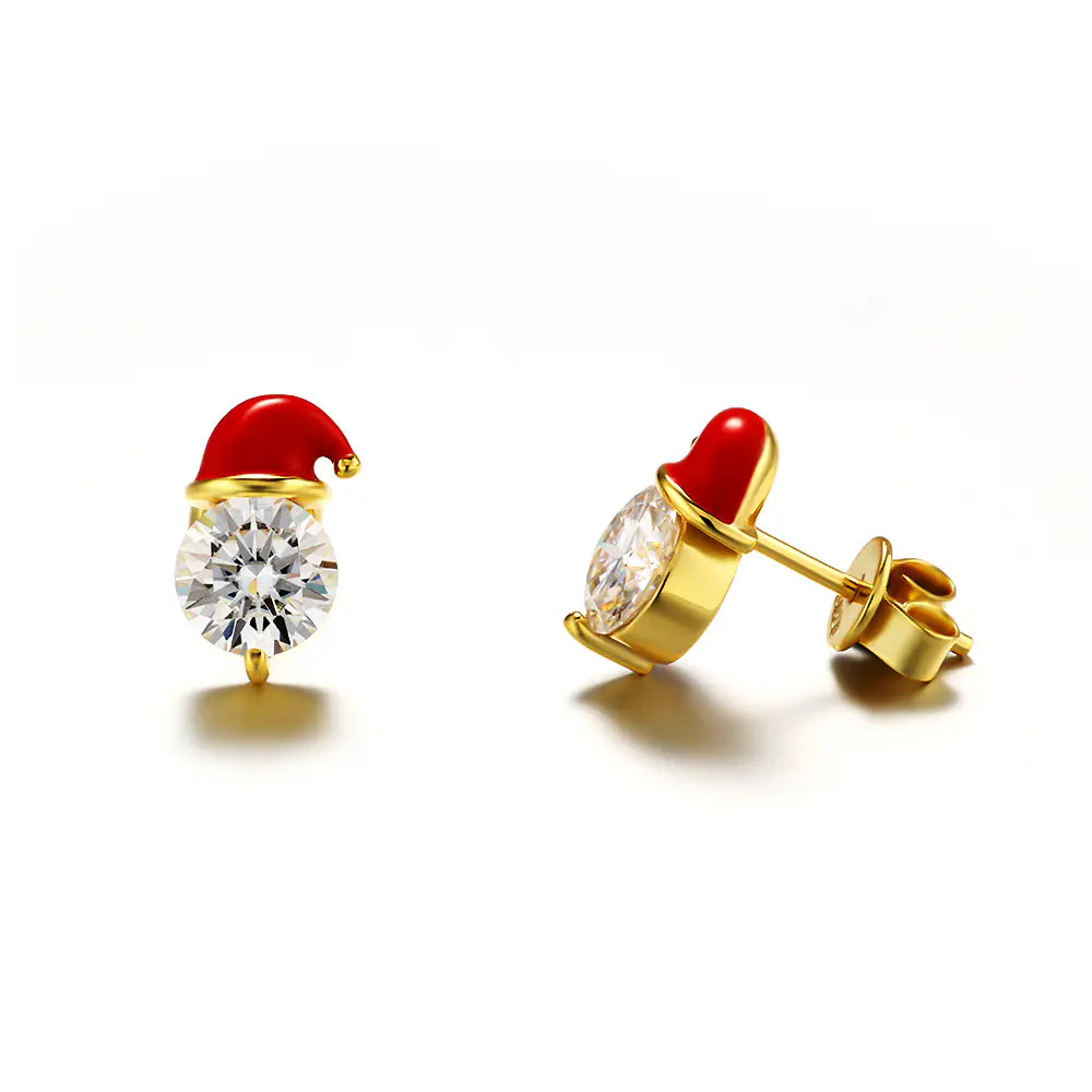 925 Sterling Silver Christmas Design Moissanite Earrings
