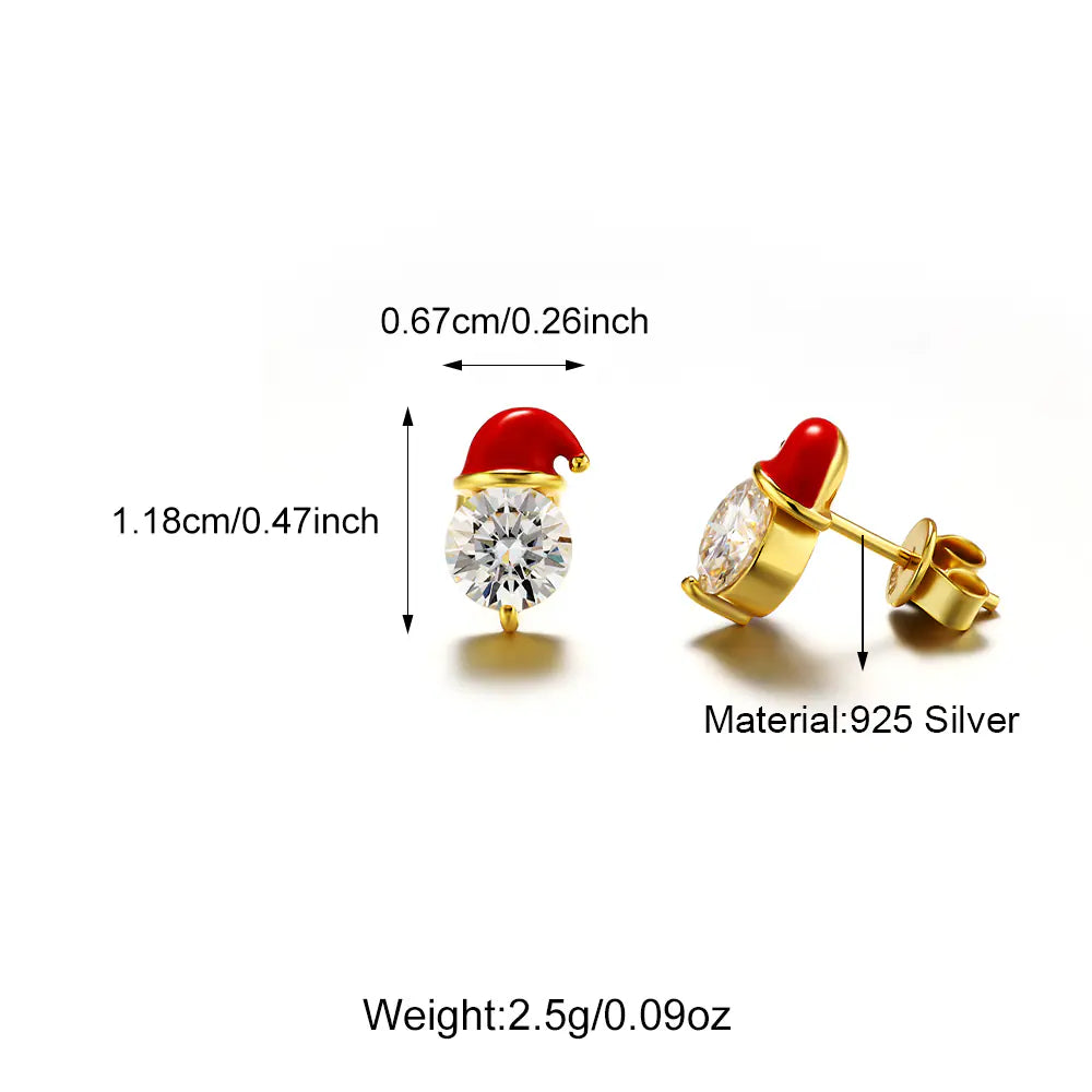 925 Sterling Silver Christmas Design Moissanite Earrings