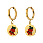 Stainless Steel Cute Enamel Huggie Hoop Christmas Earrings