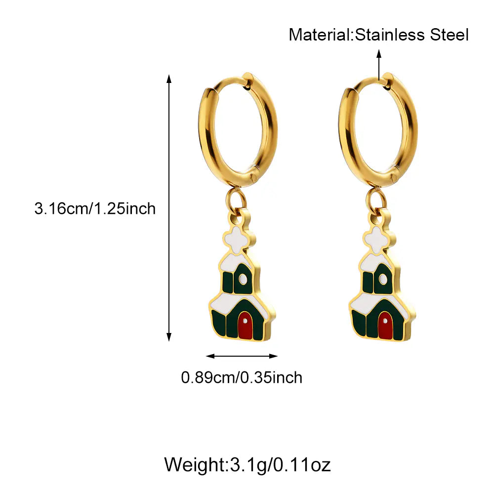 Christmas Tree Stainless Steel Hoop Earrings Luxury
