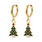 Christmas Tee Oil Drop Stainless Steel Hoop Earrings
