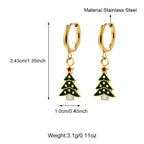 Christmas Tee Oil Drop Stainless Steel Hoop Earrings