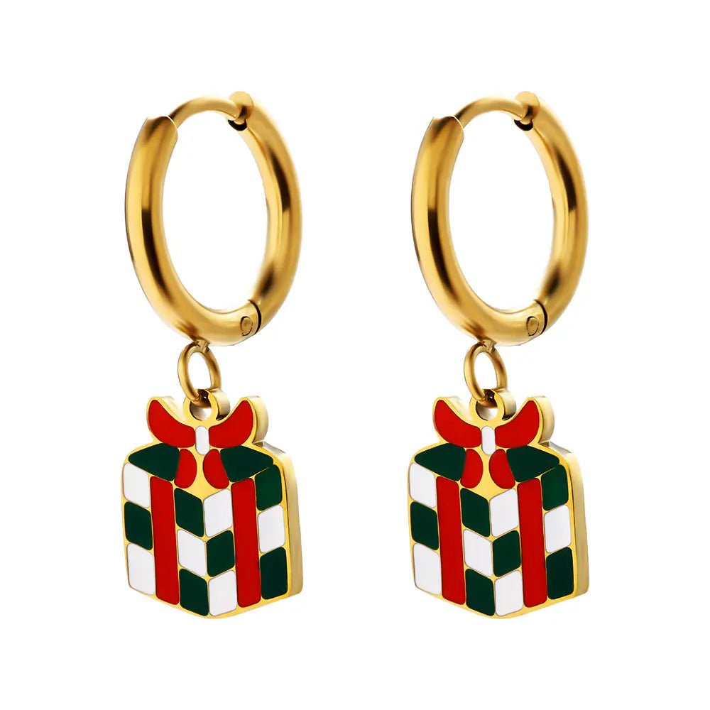 Stainless Steel Gold Plated Christmas Gift Earrings
