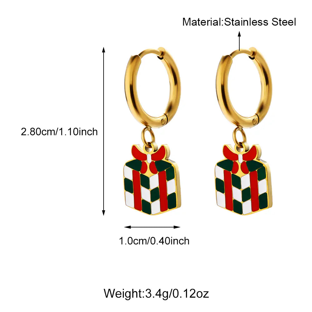 Stainless Steel Gold Plated Christmas Gift Earrings
