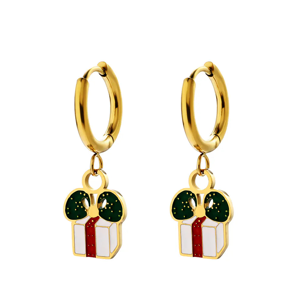 Stainless Steel Gold Plated Christmas Gift Earrings