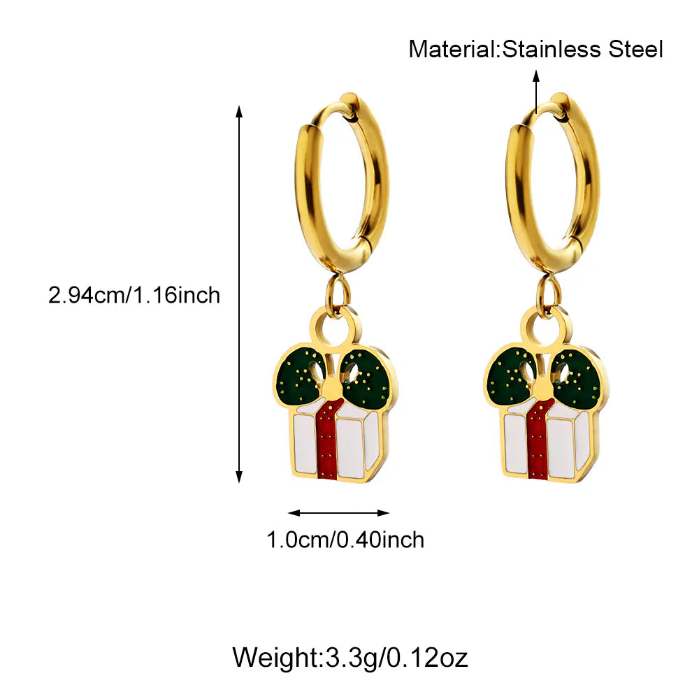 Stainless Steel Gold Plated Christmas Gift Earrings