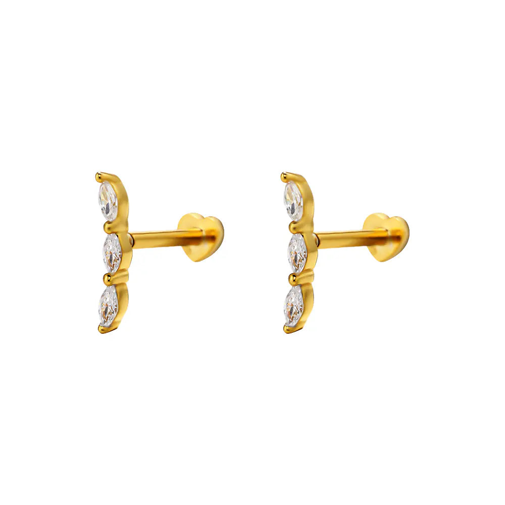 925 Silver Moon Horse Eye Diamond Earrings