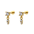 Fashion S925 Sterling Silver Gold Stud Earrings