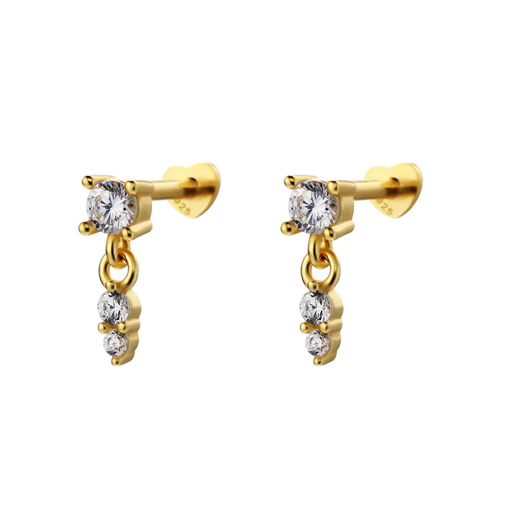Fashion S925 Sterling Silver Gold Stud Earrings