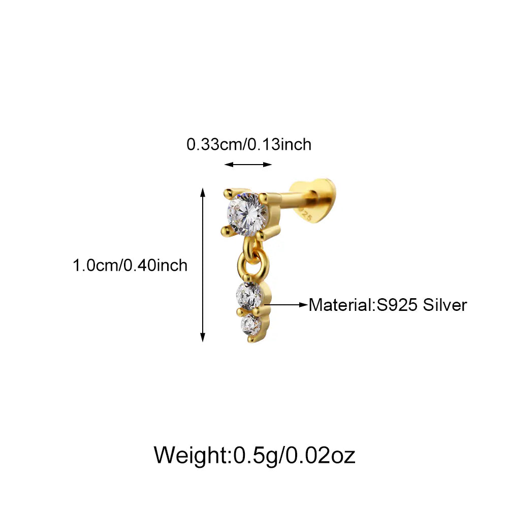 Fashion S925 Sterling Silver Gold Stud Earrings