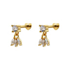 New Trendy 925 Sterling Silver CZ Stud Earrings