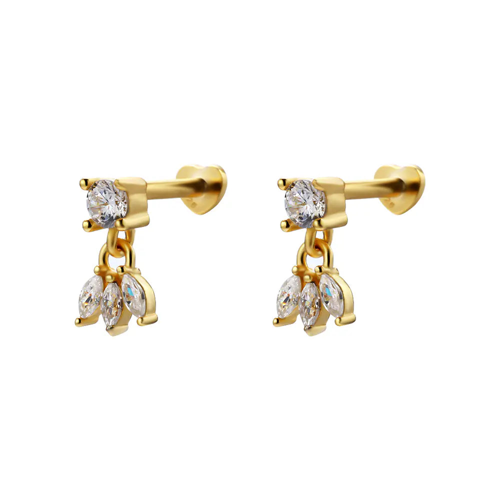 New Trendy 925 Sterling Silver CZ Stud Earrings
