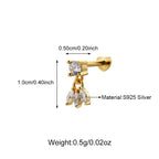 New Trendy 925 Sterling Silver CZ Stud Earrings
