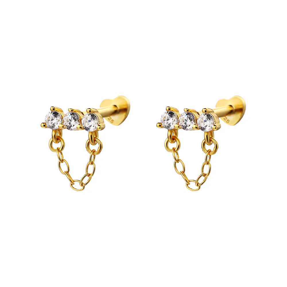 Classical 925 Sterling Silver Clear CZ Cartilage Earring