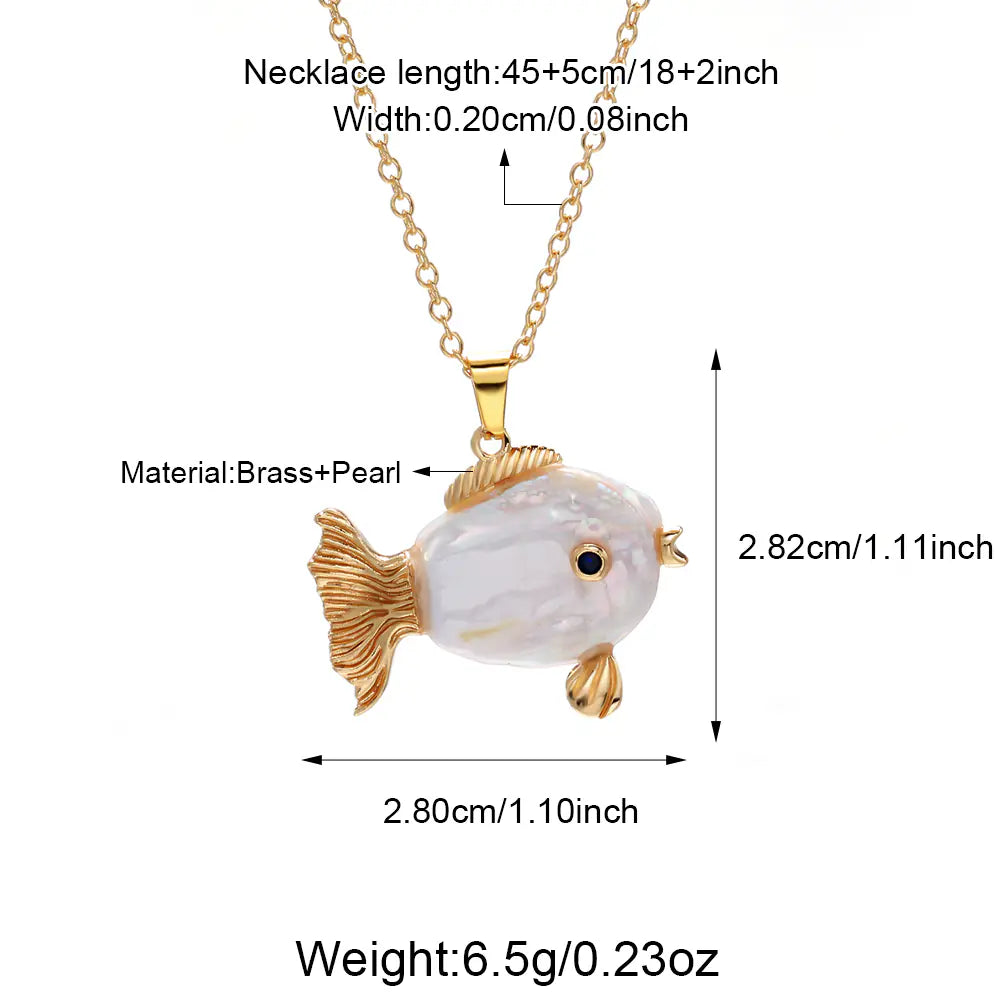 Hot-selling Brass Fish Pendant Necklace