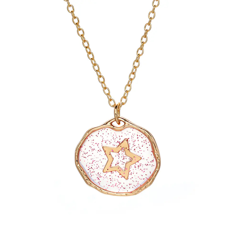 Hot-selling Brass Glass Print Necklace