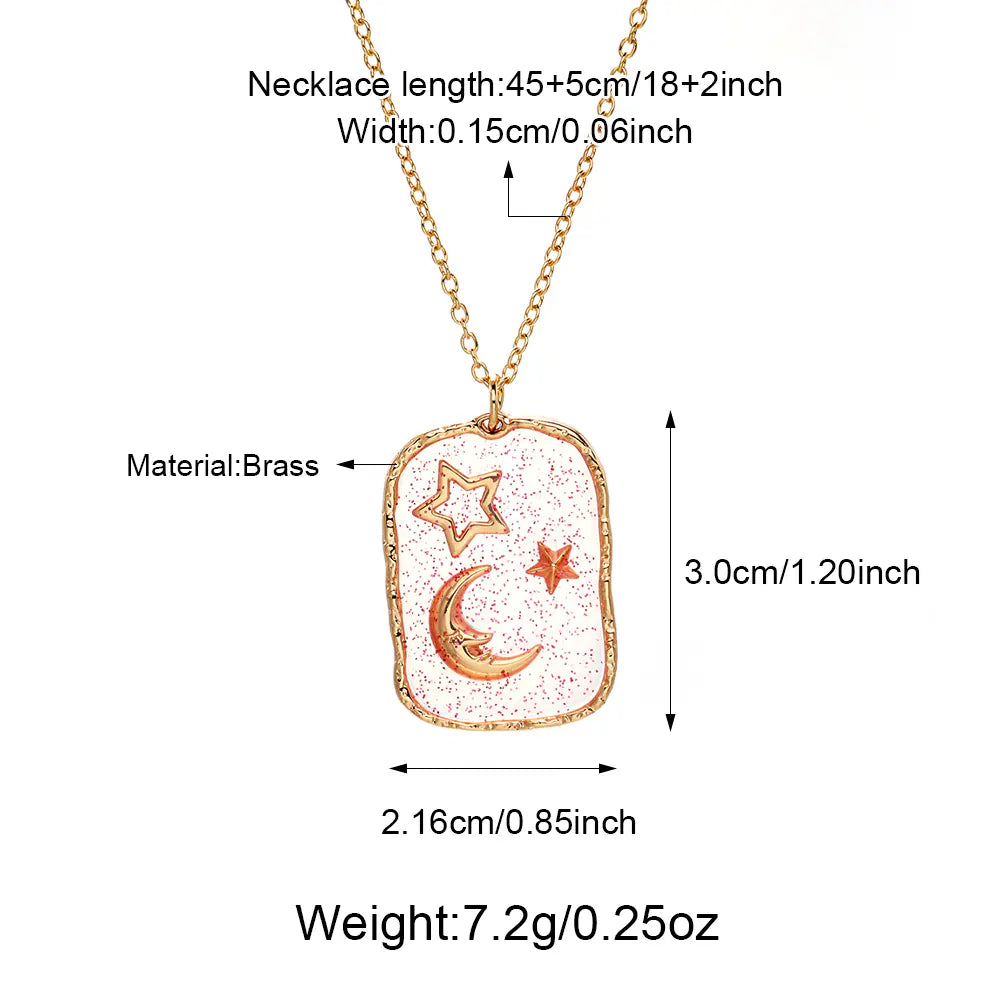 Hot-selling Brass Glass Print Necklace