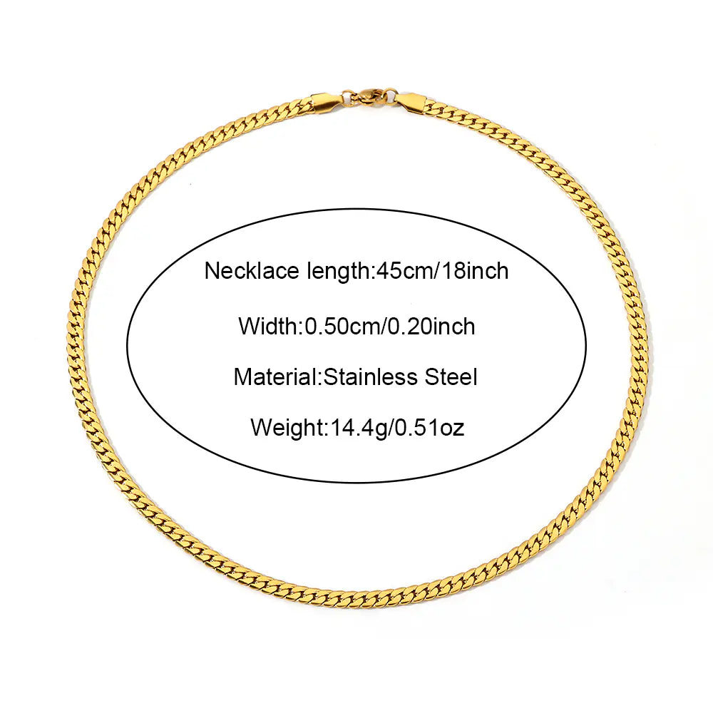 Stainless Steel Flat SnakeBone Chain Necklace