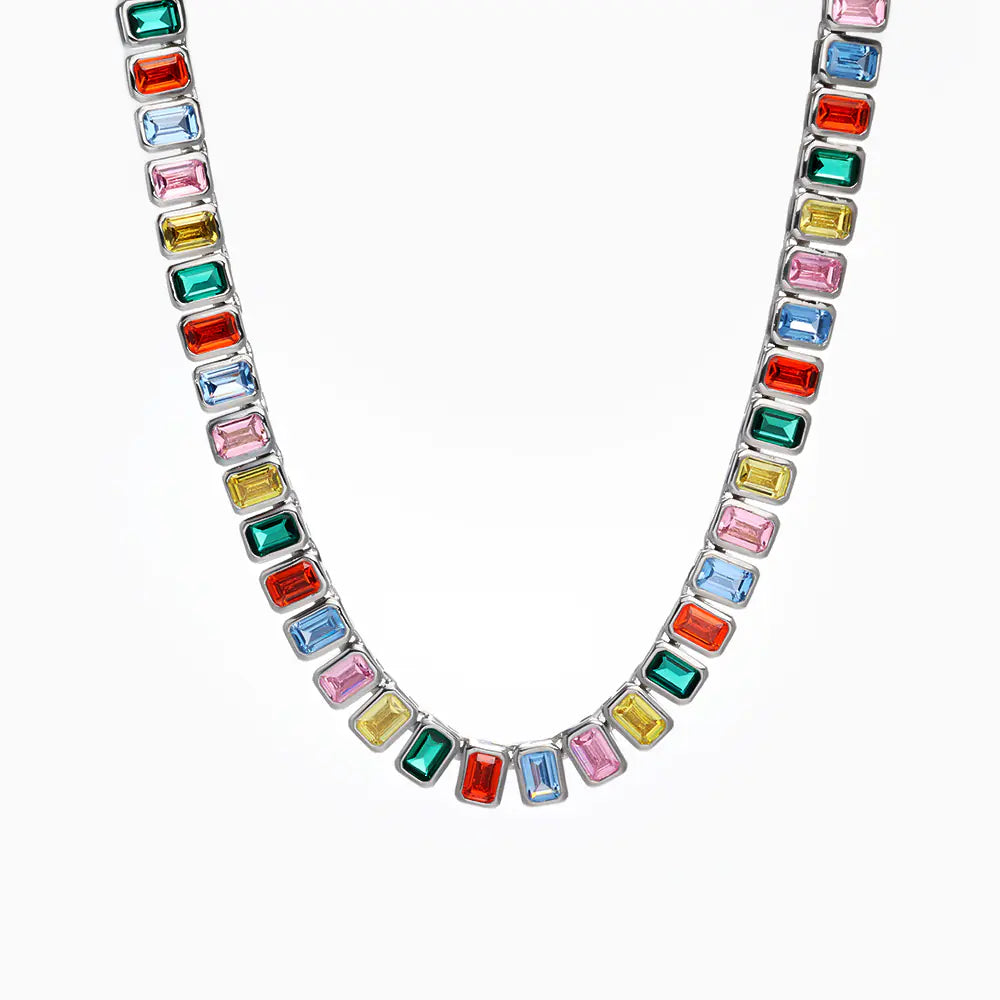 Colorful Rectangular Tennis Chain