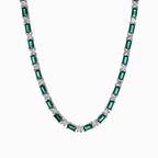Green rectangular round cz alternating tennis chain