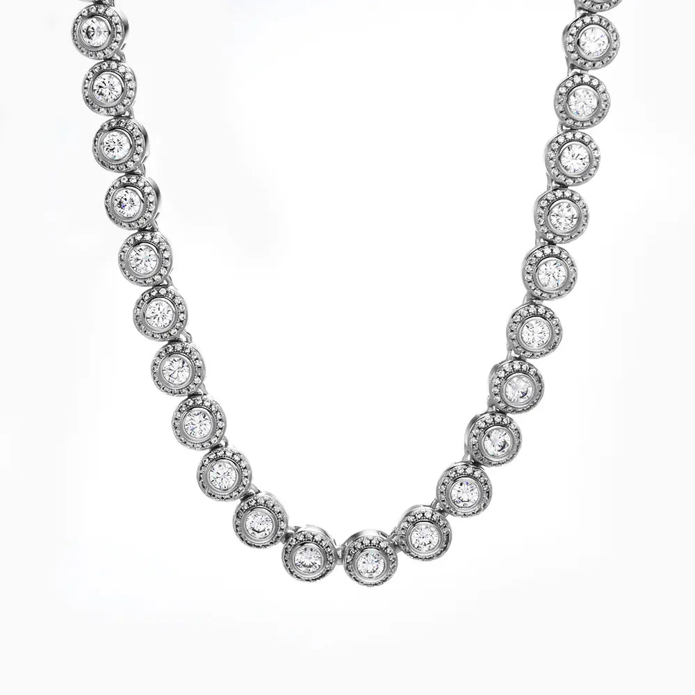 Cluster Bezel Setting Tennis Necklace