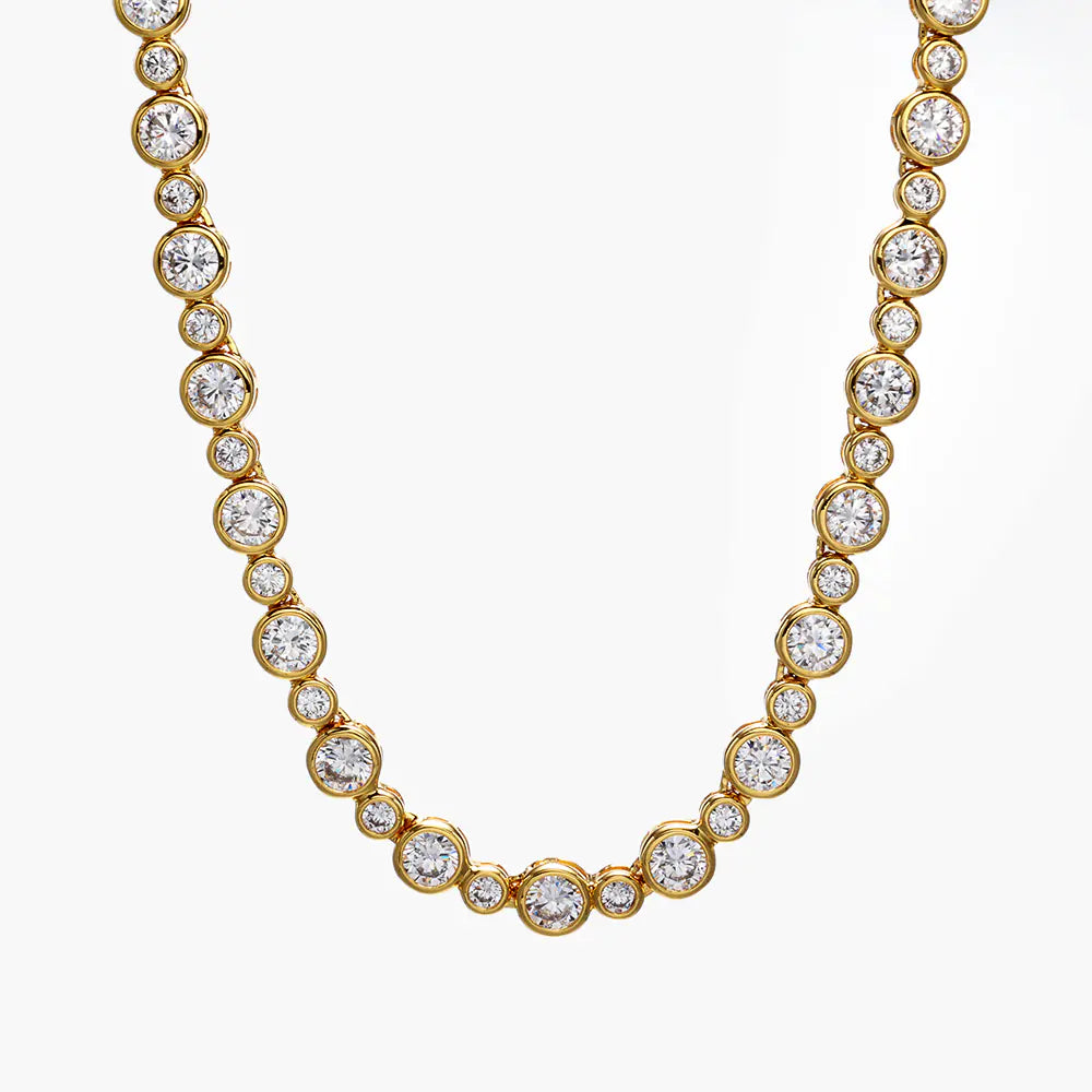 Round Alternating Bezel-Set Tennis Chain