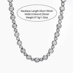 Round Alternating Bezel-Set Tennis Chain