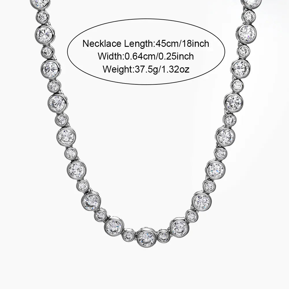 Round Alternating Bezel-Set Tennis Chain
