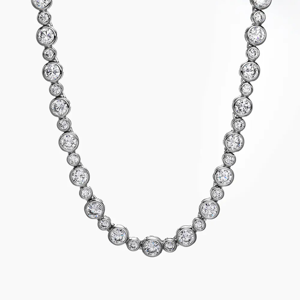 Round Alternating Bezel-Set Tennis Chain