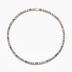 Brass CZ Colorful Tennis Necklace