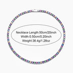 Brass CZ Colorful Tennis Necklace