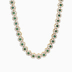 Green Round CZ Flower Tennis Necklace