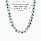 Green Round CZ Flower Tennis Necklace