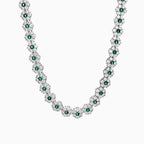 Green Round CZ Flower Tennis Necklace