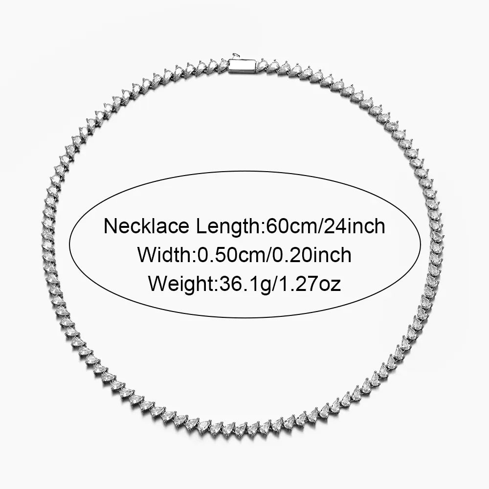 5mm Slanted Waterdrop Tennis Chain Necklace