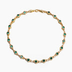 Trendy 9mm Brass Round Green CZ Chain Necklace