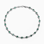 Trendy 9mm Brass Round Green CZ Chain Necklace