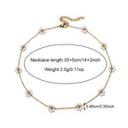 Stainless Steel Adjustable Pearl Flower Necklace