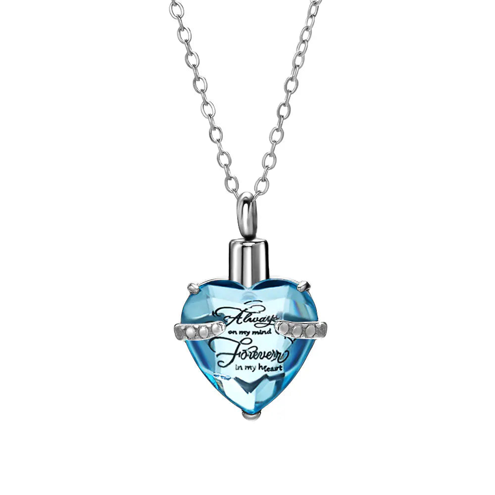 Stainless Steel Gemstones Birthstone Pendant Necklace