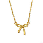 Stainless Steel Butterfly Bow Knot Pendant Necklace