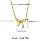 Stainless Steel Butterfly Bow Knot Pendant Necklace
