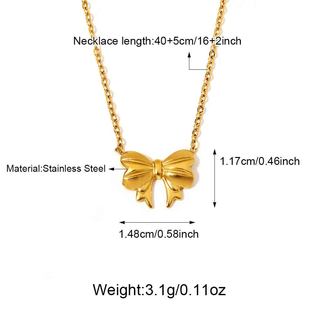 Stainless Steel Bow Knot Pendant Necklace