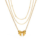 New 925 Silver Butterfly Triple Layer Necklace Set